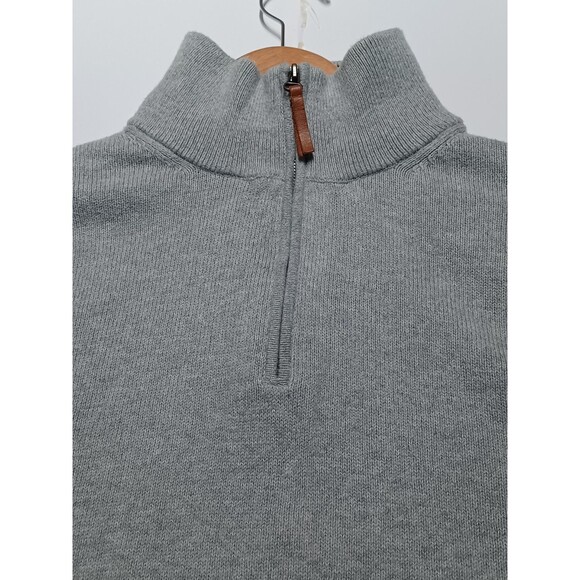 J Crew Men's Gray 100% Cotton Quarter Zip Mock Neck Sweater XL - Picture 4 of 7